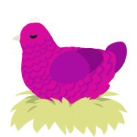 A fuchsia and plum chicken with a lace pattern