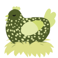 A olive and lemon chicken with a speckle pattern