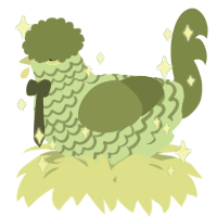 A mint and chartreuse chicken with a lace pattern