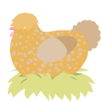 A honey and beige chicken with a speckle pattern