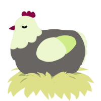 A grey and apple chicken with a head pattern