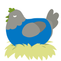 Ex, a sapphire and ash chicken with a head pattern