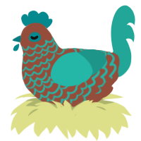 (unnamed), a russet and turquoise chicken with a lace pattern