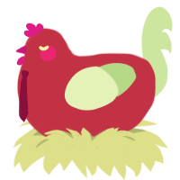A crimson and gluppy chicken