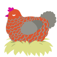 A vermilion and ash chicken with a lace pattern