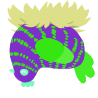 Society, a grass and amethyst chicken with a bar pattern