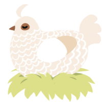 A cream chicken with a lace pattern