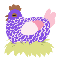 A blurple and rose chicken with a lace pattern