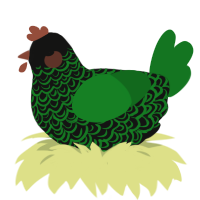 A black and leaf chicken with a double-lace pattern