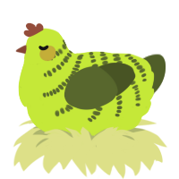 A lime and olive chicken with a half-bar pattern