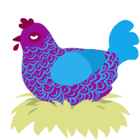 A plum and sky chicken with a double-lace pattern