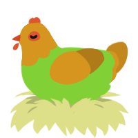 A grass and ochre chicken with a head pattern