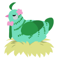 A mint and viridian chicken with a half-bar pattern