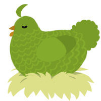 A chartreuse chicken with a lace pattern