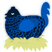 A tumblr and ultramarine chicken with a lace pattern
