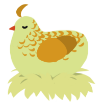 A lemon and ochre chicken with a half-lace pattern