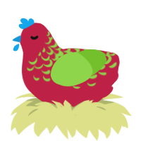 A crimson and grass chicken with a half-lace pattern