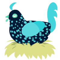 A tumblr and aqua chicken with a speckle pattern
