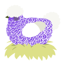 Transmission Over, a blurple and white chicken with a double-lace pattern