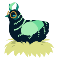 A tumblr and mint chicken with a half-bar pattern