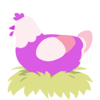 A orchid and rose chicken with a head pattern