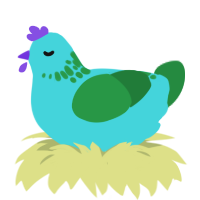 A aqua and viridian chicken with a neck-speckle pattern