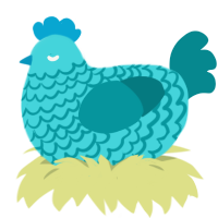 A aqua and teal chicken with a lace pattern