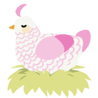 A white and pink chicken with a lace pattern