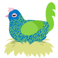 algae, a sapphire and grass chicken with a double-lace pattern