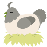 A cream and ash chicken with a head pattern