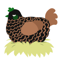 A black and brown chicken with a lace pattern
