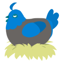 A grey and sapphire chicken with a head pattern