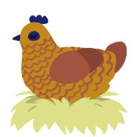 A ochre and russet chicken with a lace pattern