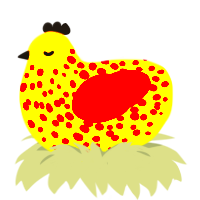 A honey and maroon chicken with a speckle pattern