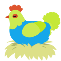 A sky and lime chicken with a head pattern
