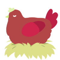 A red and crimson chicken