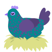 Fungal Spore, a teal and overcast chicken with a speckle pattern