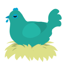 A turquoise chicken