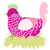 A fuchsia and rose chicken with a lace pattern