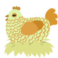 A apple and orange chicken with a lace pattern