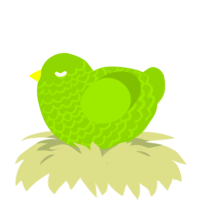 A chartreuse chicken with a lace pattern