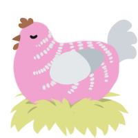 A pink and mist chicken with a half-bar pattern