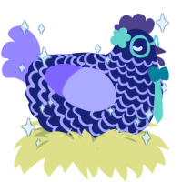 A navy and lilac chicken with a lace pattern