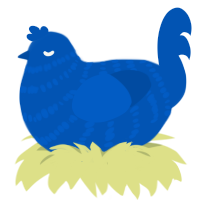 A ultramarine chicken with a bar pattern