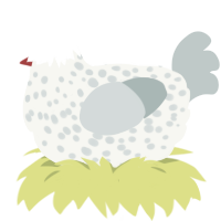 (unnamed), a white and silver chicken with a speckle pattern