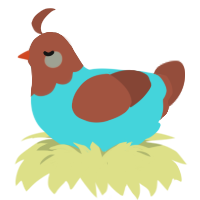 A aqua and russet chicken with a head pattern