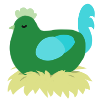 A viridian and aqua chicken