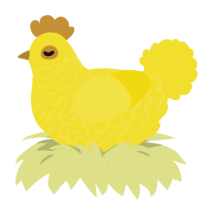 A yellow chicken with a lace pattern