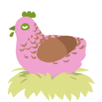 Sakura, a pink and brown chicken with a half-lace pattern
