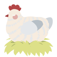 A cream and mist chicken with a bar pattern